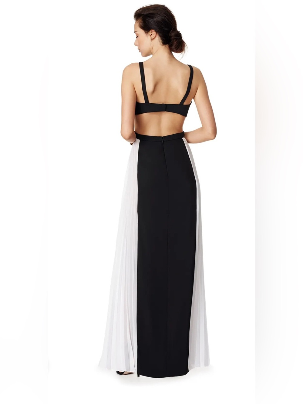 BCBGMaxAzria Brielle Maxi Dress Featuring Side Cutouts and Pleated Chiffon Panel - Picture 4 of 14